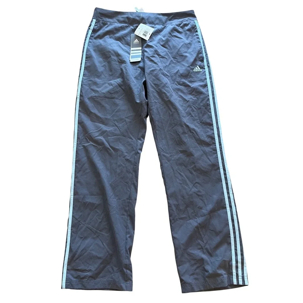 Adidas Performance Pchd Poly Pants Womens Medium Gray Blue Stripe Track Pockets